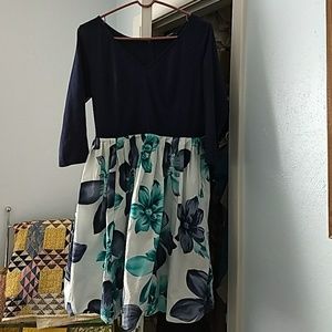 Navy and teal floral dress